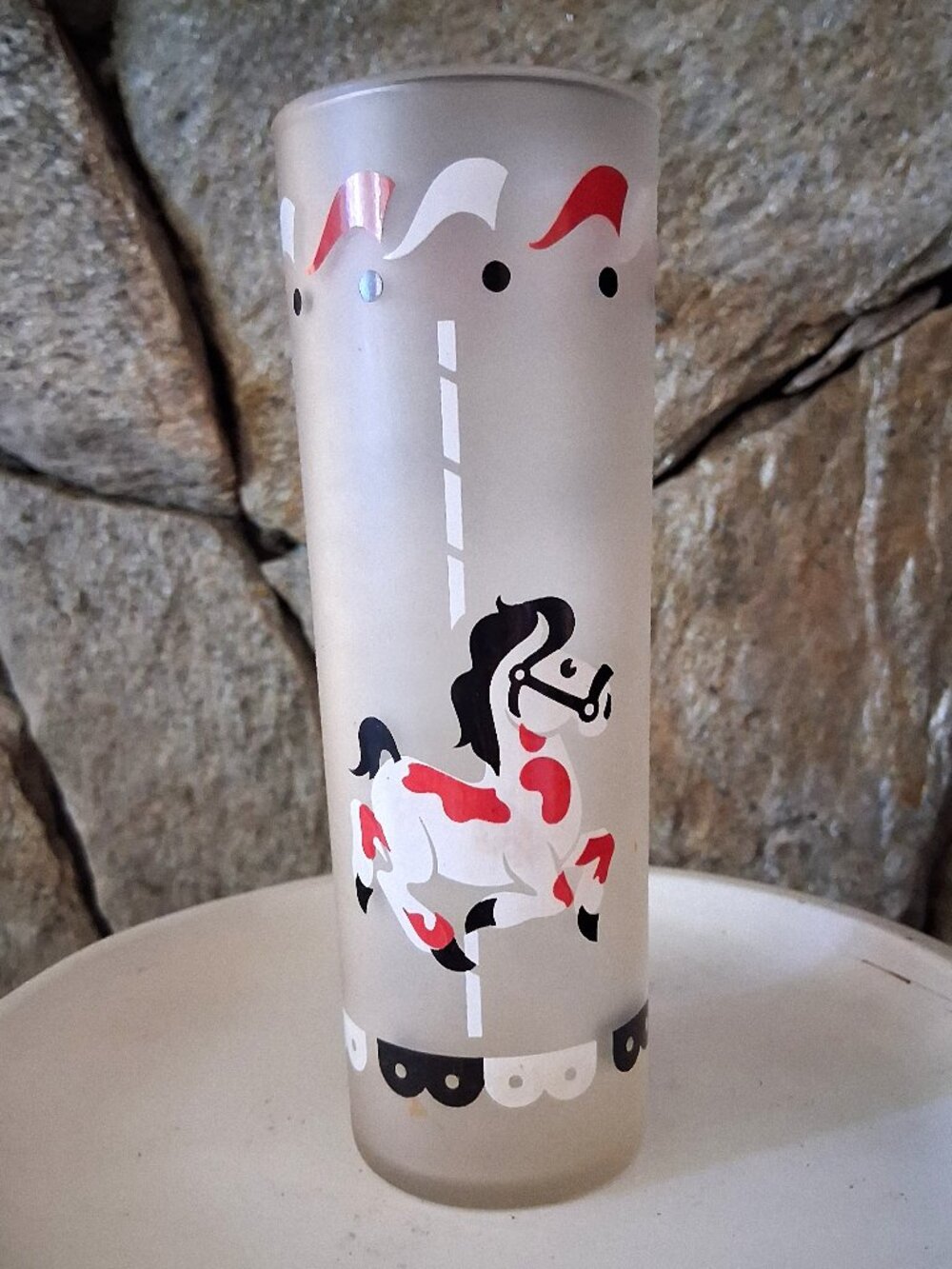 Vintage Libbey Carousel Circus Highball Glass Horse